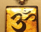 OM Necklaces in Antique Copper with Long Chain - Handmade & Blessed by Mantra - Rivers Edge Yoga Studio