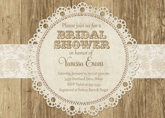Rustic Lace Doily Bridal Shower Invitation - Printable Il_570xn