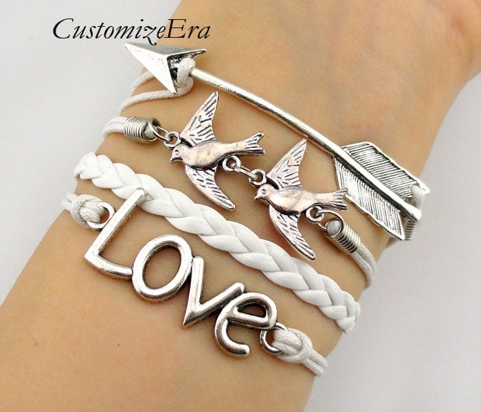 Love bracelet ,Love bird bracelet,free birds,Arrow bracelet, antique silver,blessed gift, freedom gift,friendship bracelet