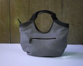 Dark Blue Striped Cotton Canvas Women Bag Tote,Handbag, Shoulder Bag, Travel Bag, School Bag, Work Bag, Book Bag, Everyday Bag - B004