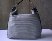 Hip Boho Dark Blue Striped Cotton Canvas Women Bag Handbag Tote/ Shoulder Bag/ Travel Bag/Everyday Bag/ Diapers Bag/Market bag - B014