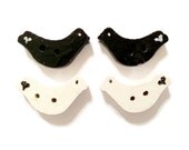 Two Black Birds Two White Birds With Hearts Button Buttons Set of Four Wood Wooden Sewing Knitting Crochet Supply Supplies Love Doves