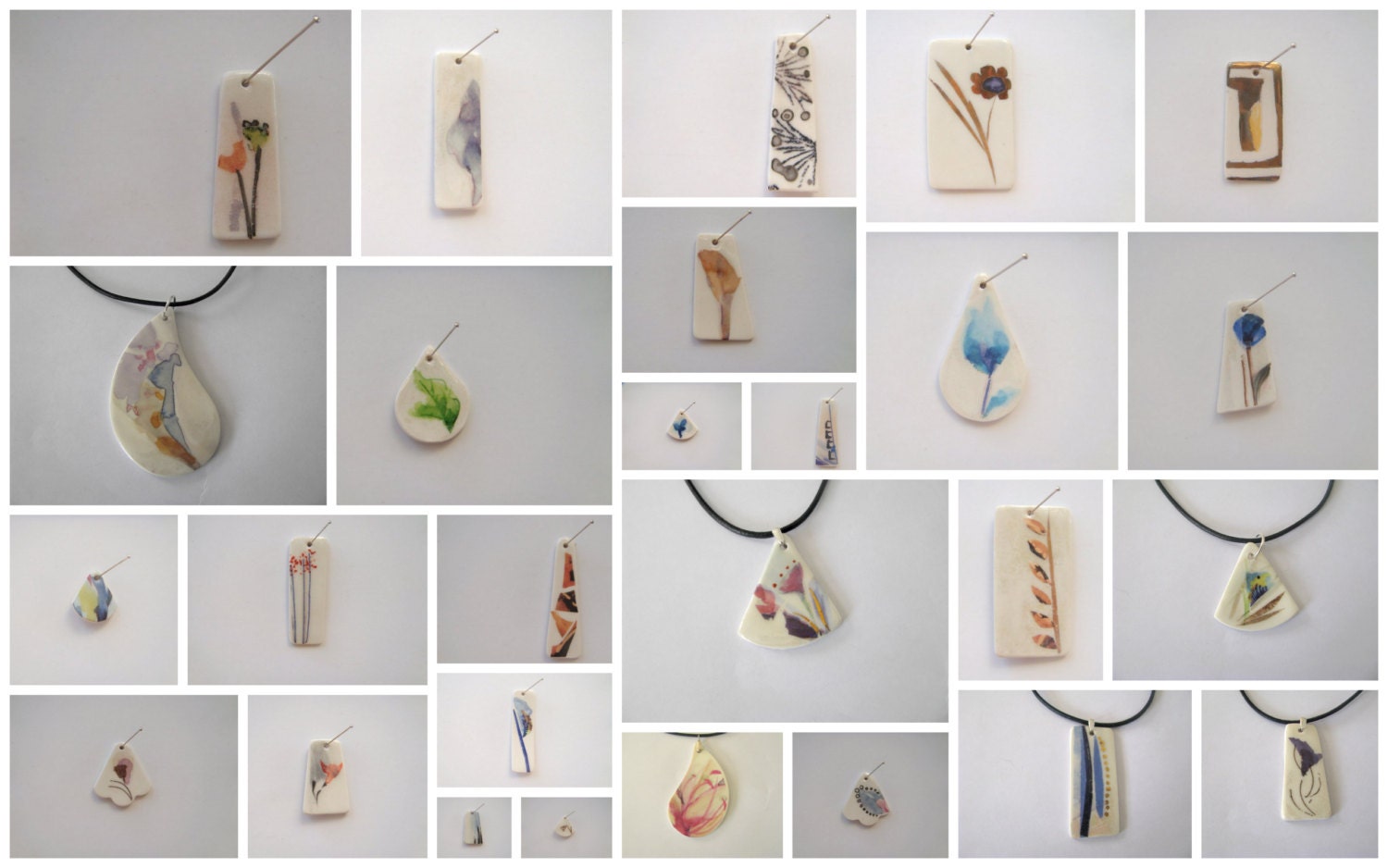 White Porcelain Necklace , Black suede leather with Sterling Silver Clasp,One of a kind,choose your pendant