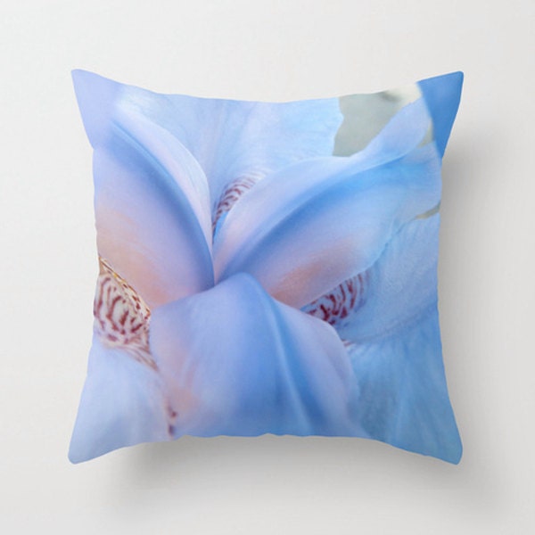 Iris. Pillow Cover. Abstract. Floral. Blue. Purple. Home Decor. Housewares. Interiors. Flowers. Garden