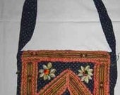 Indian hand embroidered shell work sadhu shoulder bag purse ethnic vintage art