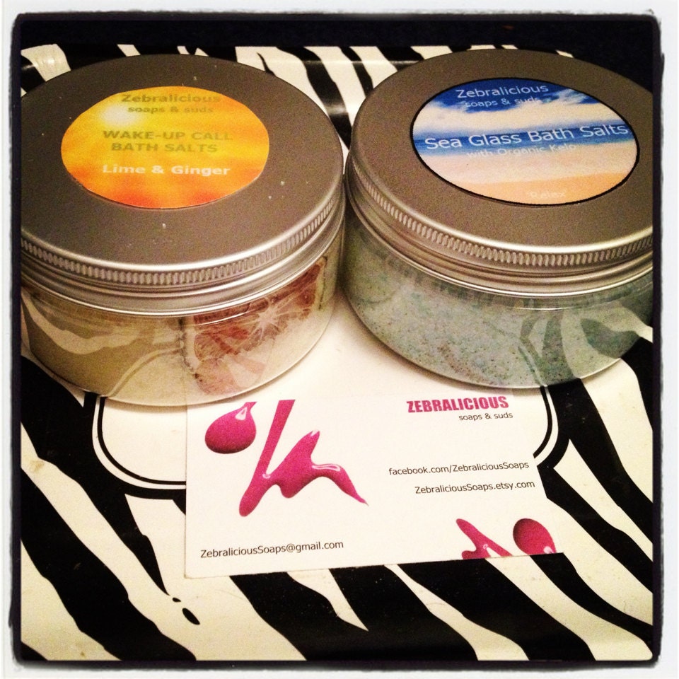 Wake Up & Relax Bath Salts LIME GINGER and SEAGLASS Duo