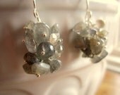 Gray Cluster Earrings in Sterling Silver Gemstone Earrings Gray weddings Labradorite