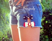 Bow shorts low rise denim shorts,American flag shorts by Jeansonly