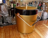 Vintage Gold and Black Lucite Ice Bucket