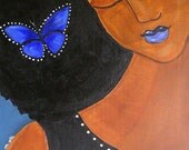 SaLe./ Original 16x20 Modern African American portrait painting Canvas ArT