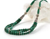 MALACHITE STONE HANDMADE necklace, dark green natural stone, October Birthstone, multi strand necklace, holiday party choker chic necklace