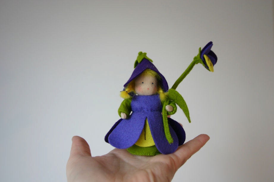 Viola flower child, nature table, seasonal table, viola child, waldorf, root child