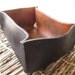 Molded Leather Box. Dresser, Desk Accessory. Black and Brown Hand Dyed and Stiched Leather Vessel.