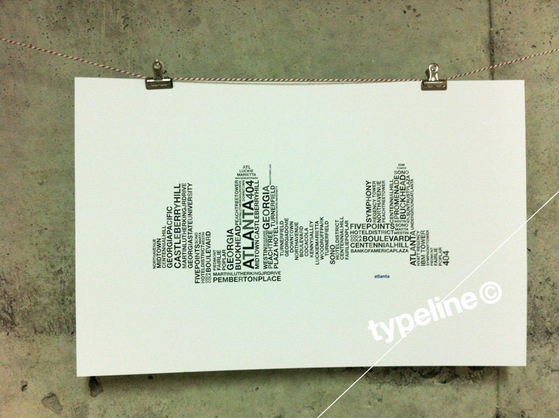 Atlanta Skyline - Georgia City Skyline - Typography - Print - 11x17