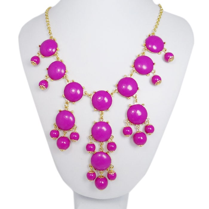 NEW Hot Fuchsia 20mm Size Bubble Necklace, Handmade Bib Necklace, Bubble Statement Necklace Jewelry-126755680