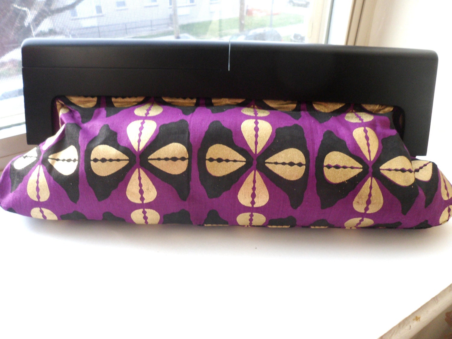 African fabric /Clutch Purse/ Wood frame