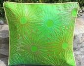 Parrot green leather with thread embroidery throw pillow/cushion cover/decorative pillow/ accent pillow