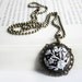vintage style antique bronze Appliqué flower pendant necklace brown white  Polymer Clay, handmade