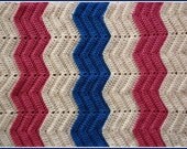 Handmade Pink, Blue and White Crochet Baby Blanket
