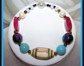Multi Gemstone "CONFETTI II" Bracelet - Beadwork - Magnetic Clasp -Ruby Aquamarine Pearl Crystal etc -  Birthstones - Matching Necklaces