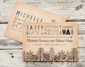 Rustic Save the Date Card, Trees, Forest, Rustic Wedding - woodland wedding, woods, Vintage, Antique, typography