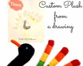 Custom Plush made from Childrens Drawing- Custom Monster Plush - Large Stuffed Animal - Childrens Plush Toy