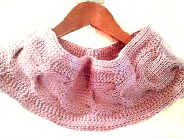 Knit Horseshoe Cable Scarf, Tunisian Crochet Pretty Pink Neckwarmer Gift by Knit Blossom