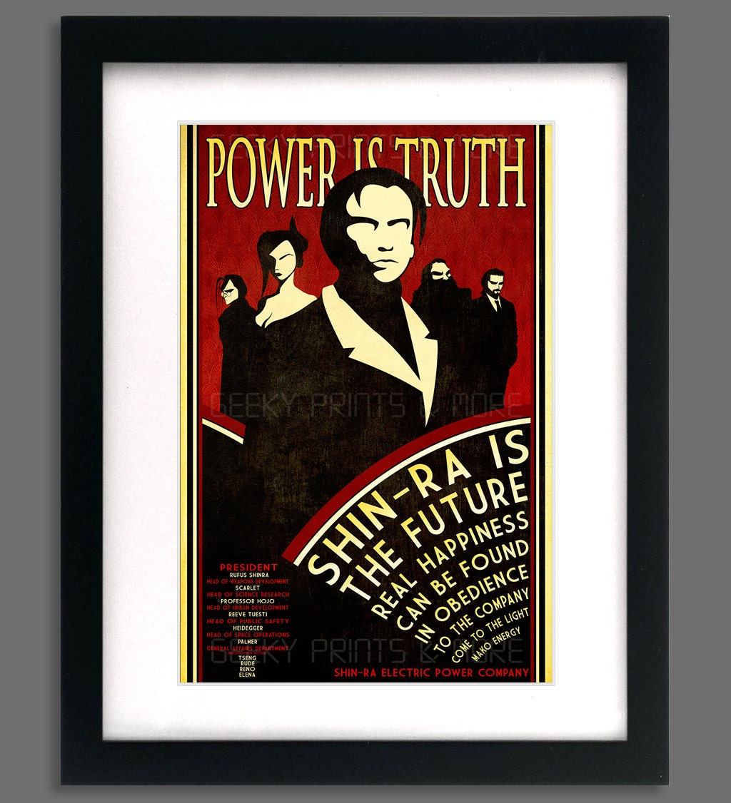 12x18 Final Fantasy 7 Inspired "Power is Truth" Shin-Ra Propaganda Print Poster