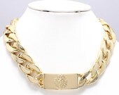 NEW Chunky Gold Lion ID Chain Link Rhianna, Kim Kardashian Celebrity Inspired Chocker Statement Designer Necklace