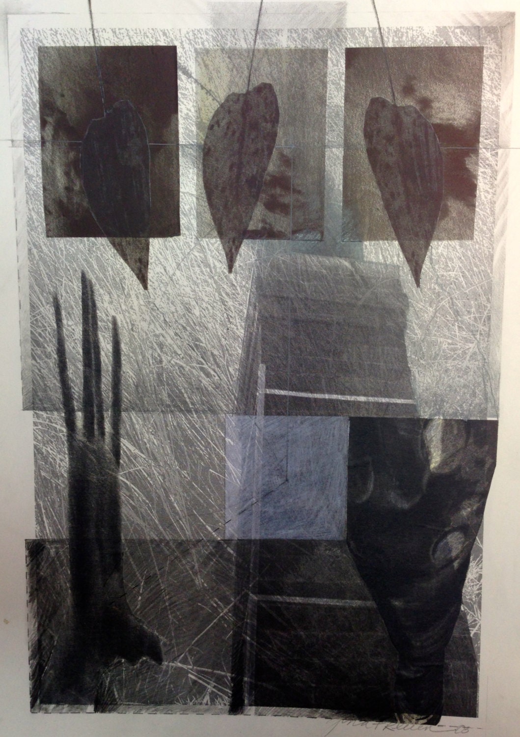 Continuation, Crow Warning Series, Mixed Media Collage on Paper