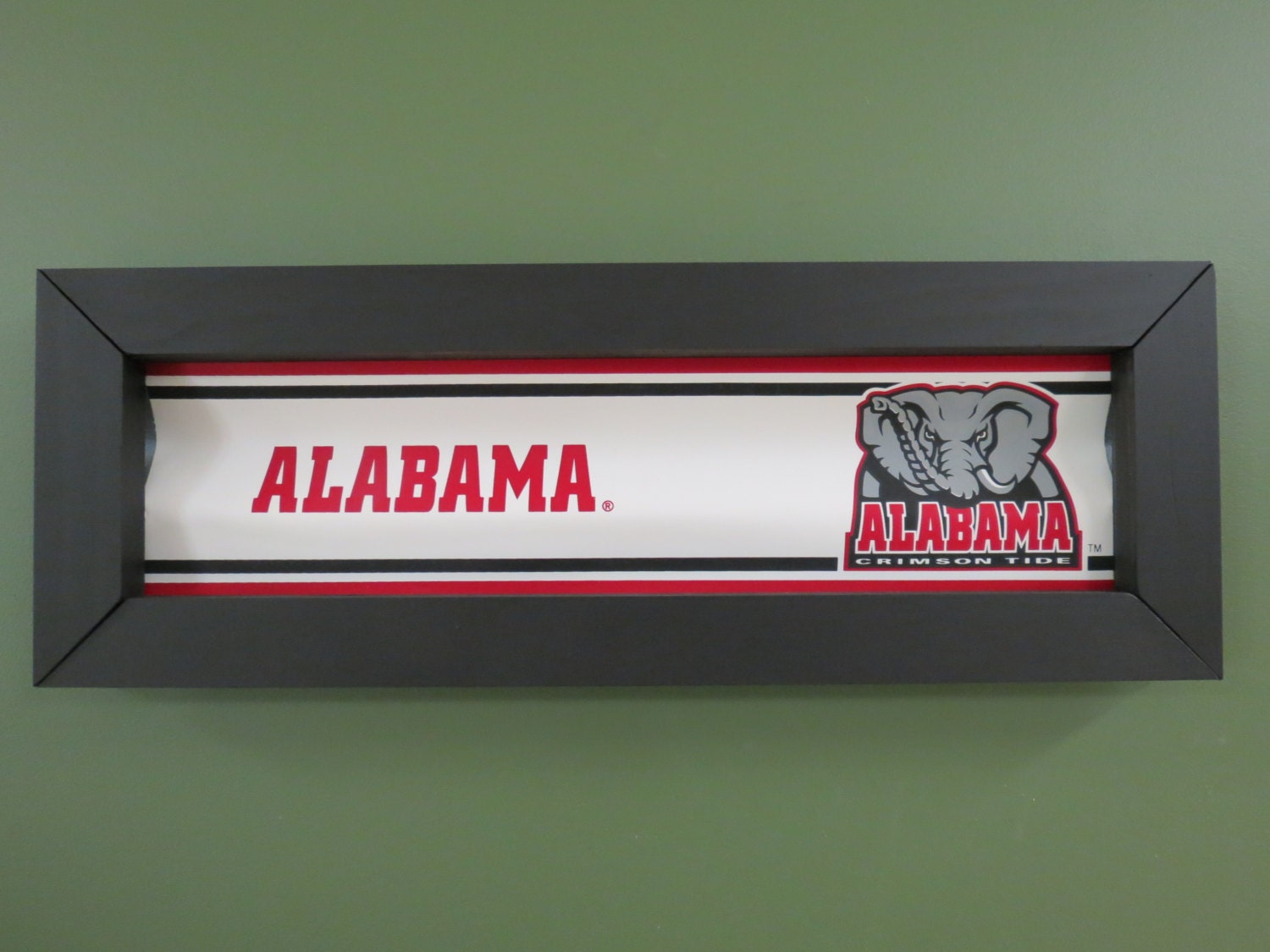 New Alabama Crimson Tide picture on wavy tin in a hand made frame basketball football