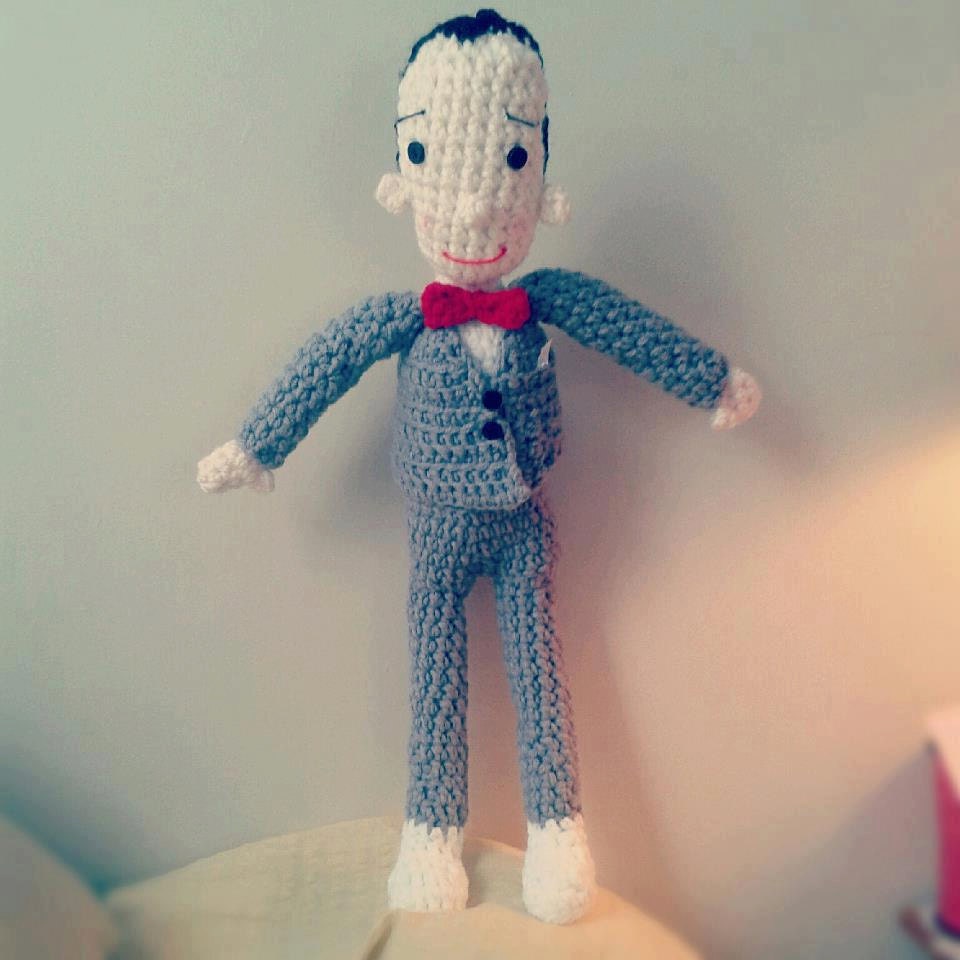 Crocheted Pee Wee Herman Inspired Amigurumi Doll Large