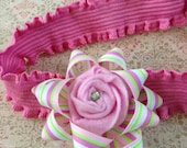 pink flower and bow headband