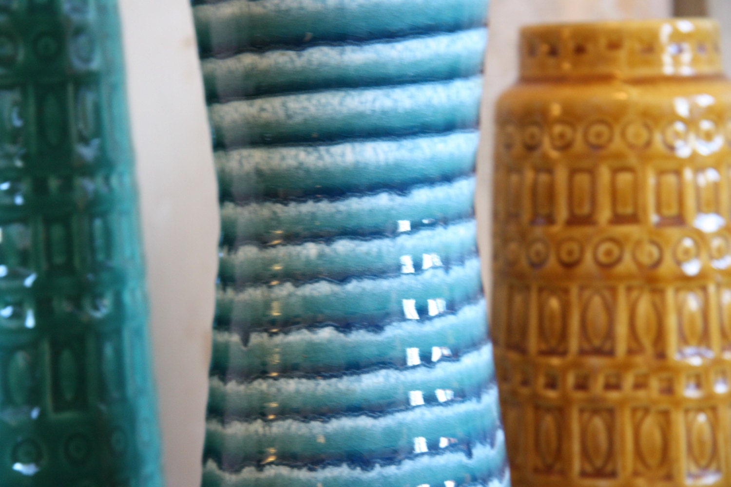 Blue and White Striped West German Scheurich Vase (206-27)