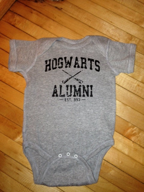 Funny Harry Potter Hogwarts Alumni Baby Onesie - Pick Your Color. Pick Your Size