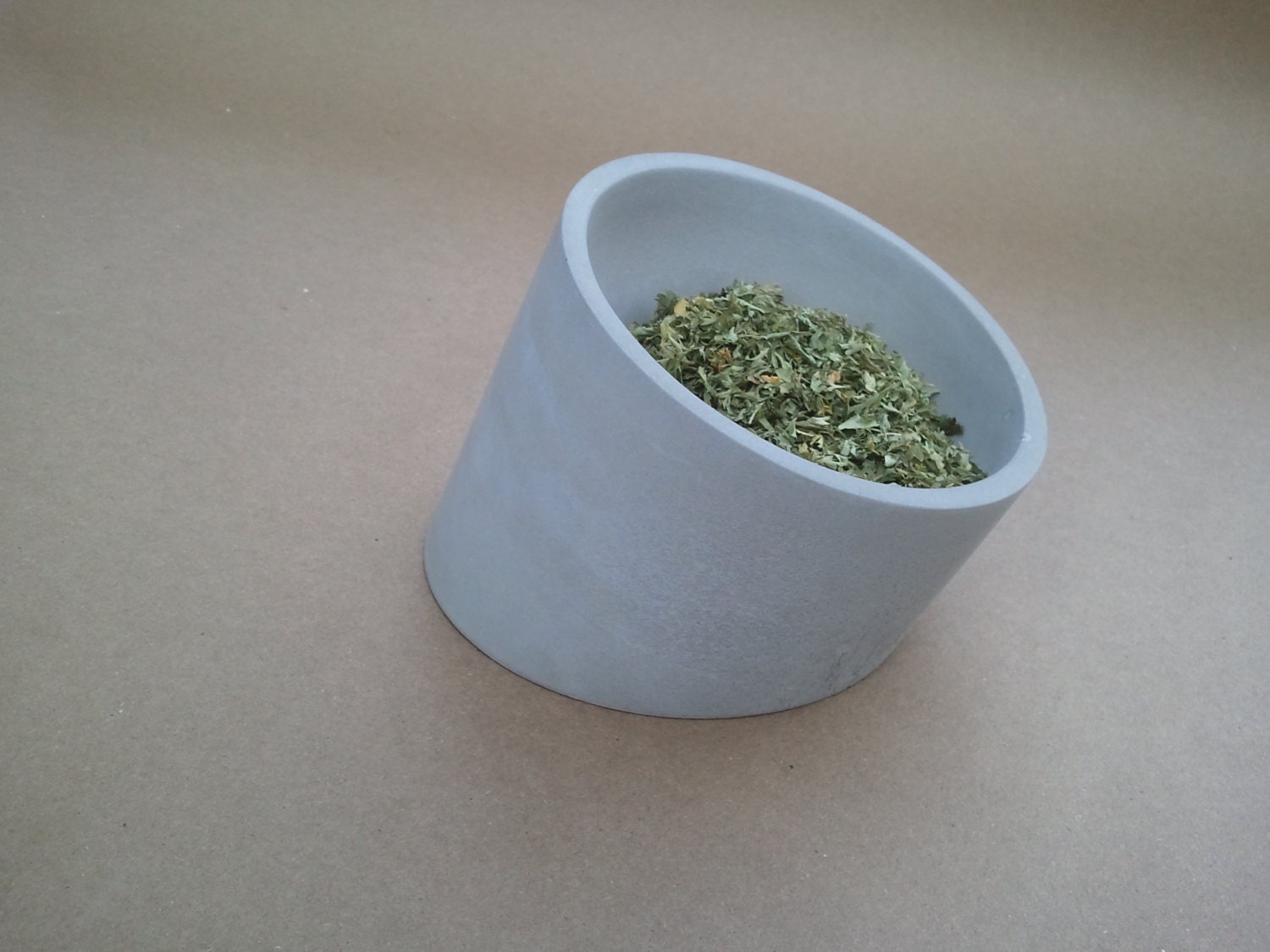 Kreteware Concrete -  tilted bowl bottom concrete salt cellar spice jar