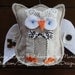 Patchwork Owl Small Plush Nusery Ornament for baby room - hand made with lace, buttons and bows...by Sock Sisters