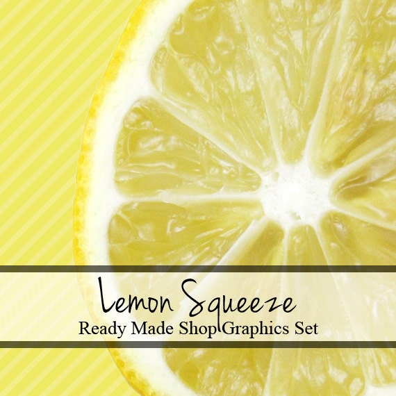 EXCLUSIVE Custom Banners, Avatars, Business Card, Logo Label & More - Ready Made Shop Graphics Set, 9 Premade Files - LEMON SQUEEZE