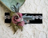 fascinator/corsage/handmade mint/pink/brown/purple rose/flower/ /ribbon/hair clip/wedding bridal hair accessaries/headpiece/prom/cocktail