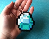 Perler Bead Minecraft: Diamond Keychain