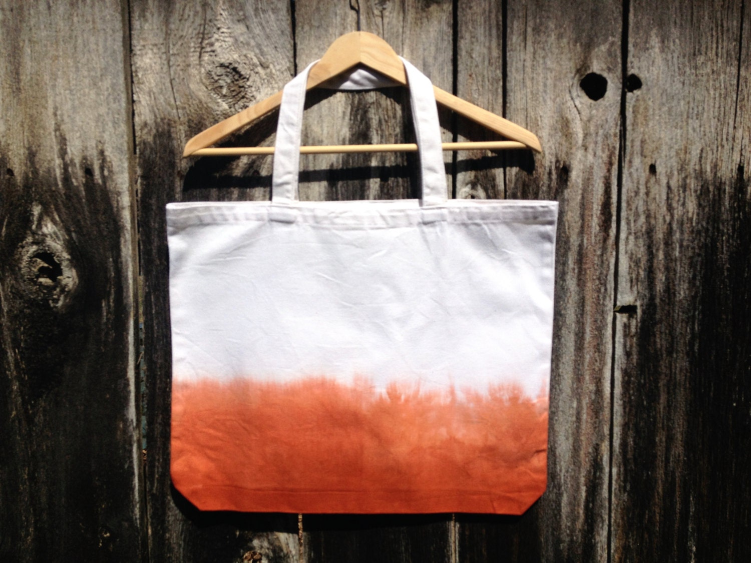 Large Hand Dipped Terracotta Rust Brown Farmer's Market Grocery Tote Bag