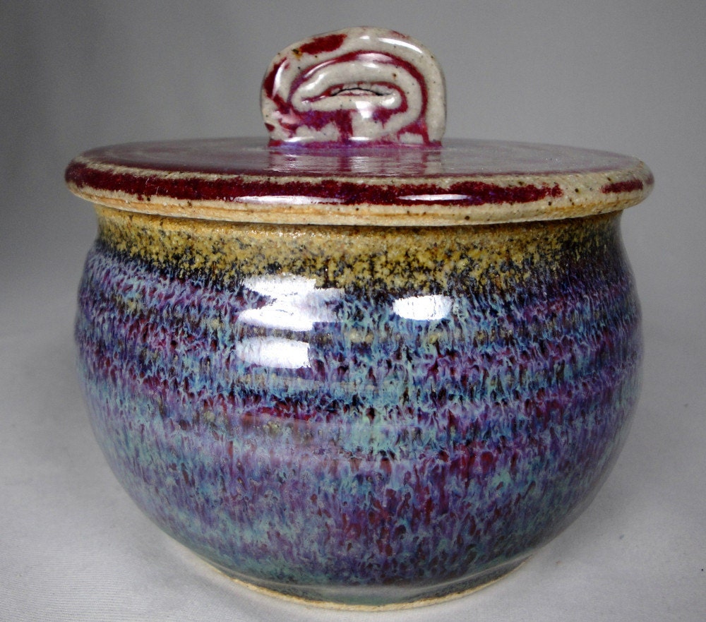 Jar - Spice Sugar Cotton Balls Q tips Purple Red Blue Green Spiral Kitchen Bedroom Bathroom  SOLD
