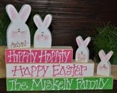 Easter Block Set-Personalized Wood Block Love Set - home decor primitive block gift holiday wood sign Personalized Easter Decor