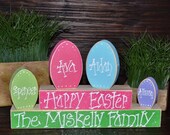 Easter Block Set-Personalized Wood Block Love Set - home decor primitive block gift holiday personalized wood sign Easter Decor