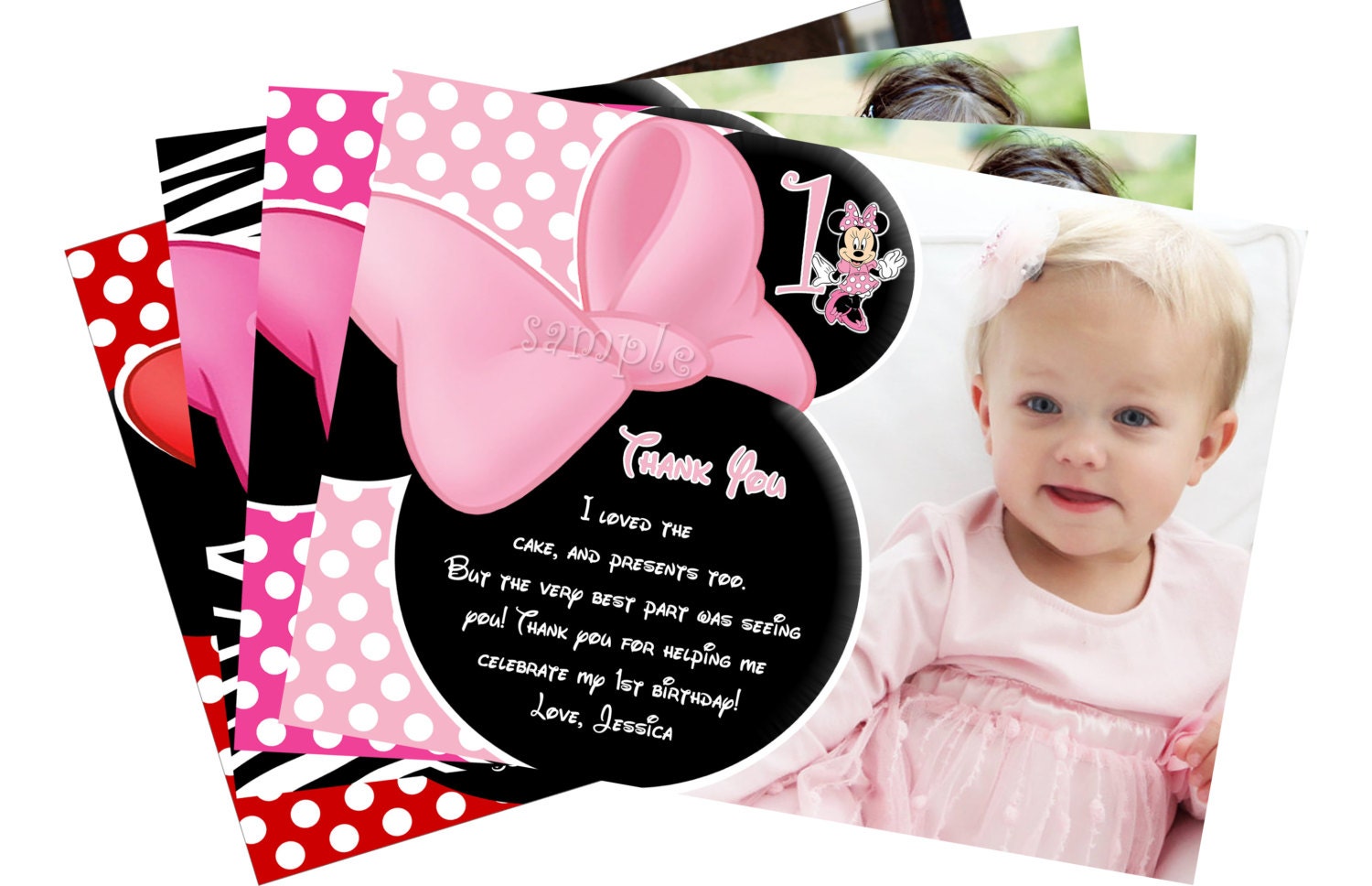 HUGE SELECTION Thank You Cards To Match Mickey Mouse And Minnie Mouse Invitation - Minnie Mouse Minnie Mouse Birthday