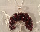 Garnet Tree of Life ---Birthday Trees Handmade Jewelry Wedding Pendant Celtic Gemstones Wire Wrapped Trees Custom by Just4FunDesign