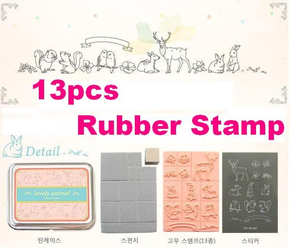 Craft tool card deco diary sticker rabbit deer parrot Squirrel forest animal DIY korea Stamp ooak special kid gift box paper bag Card Tag