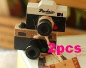 2pcs Wooden rubber stamp set Cam Camera poulain vintage style craft tool diy card decorate gift  tape tag make doll house mini furniture