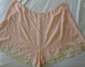 Vintage Plus-Size Peach Silk and Lace Tap Pants