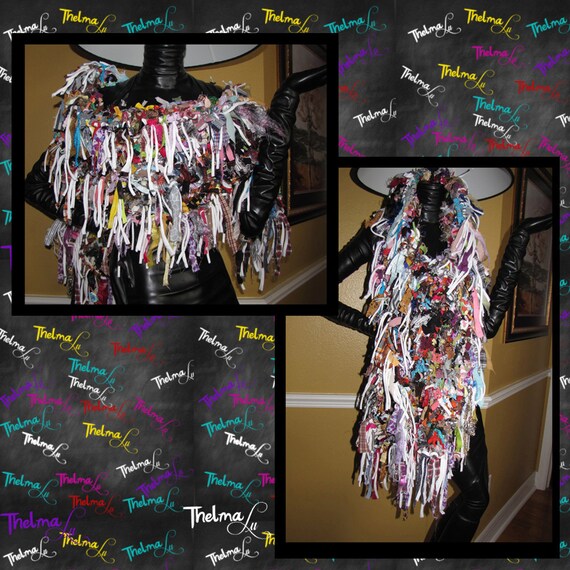 Multi Colored Rag Scarf...UNIQUE,one of a kind, custom made, Upcycled, Hipster, UNISEX